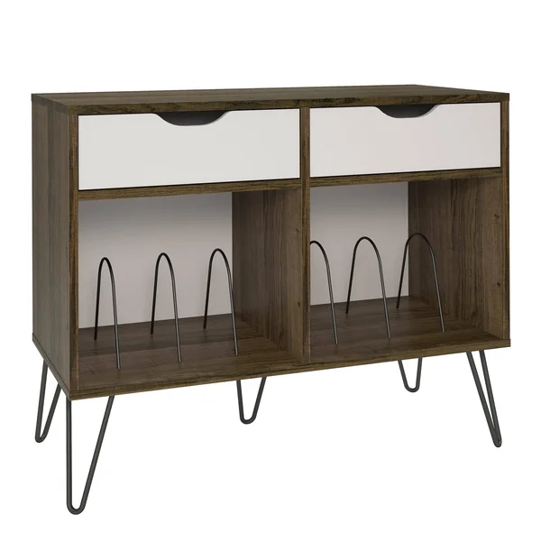 Novogratz Concord Turntable Stand with Drawers - White