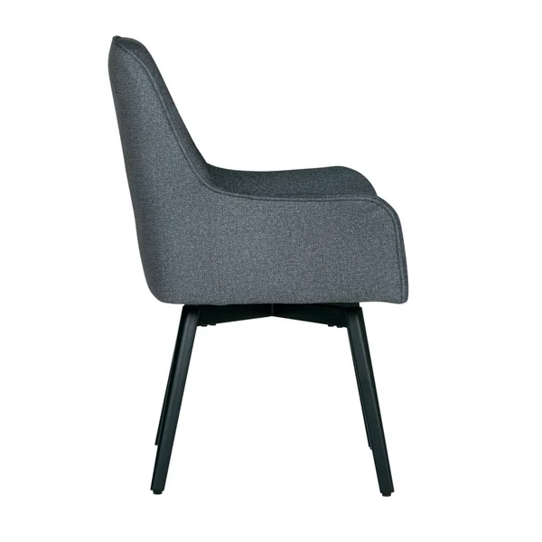 Studio Designs Home Spire Luxe Charcoal Gray Swivel Dining - Office Chair with Arms and Metal Legs