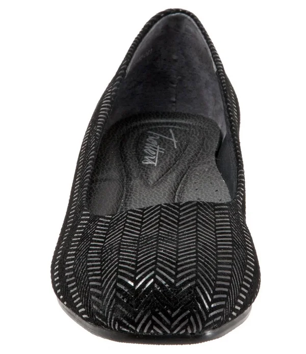 Trotters Women's Lauren - Black Suede/Patent Leather