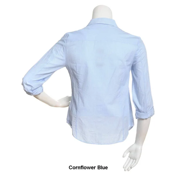 Tommy Hilfiger Women's Cornell Stripe Roll Tab Button Down Shirt - Cornflower Blue - XL