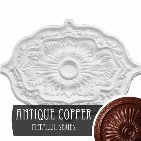 36x22W x 26x22H x 1 1/2x22P Pesaro Ceiling Medallion, Hand-Painted Walnut