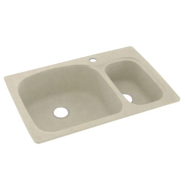 Swanstone 33-in x 22-in Caraway Seed Double-Basin Composite Drop-In 1-Hole Residential Kitchen Sink