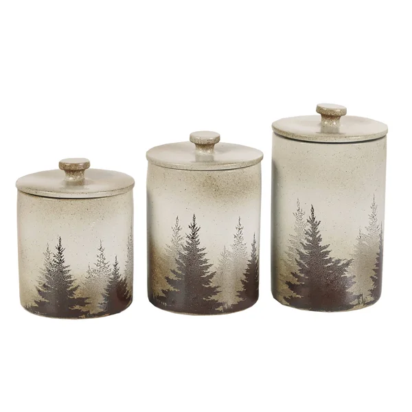 HiEnd Accents Clearwater Pines 3 PC Canister Set, DI1763CS01