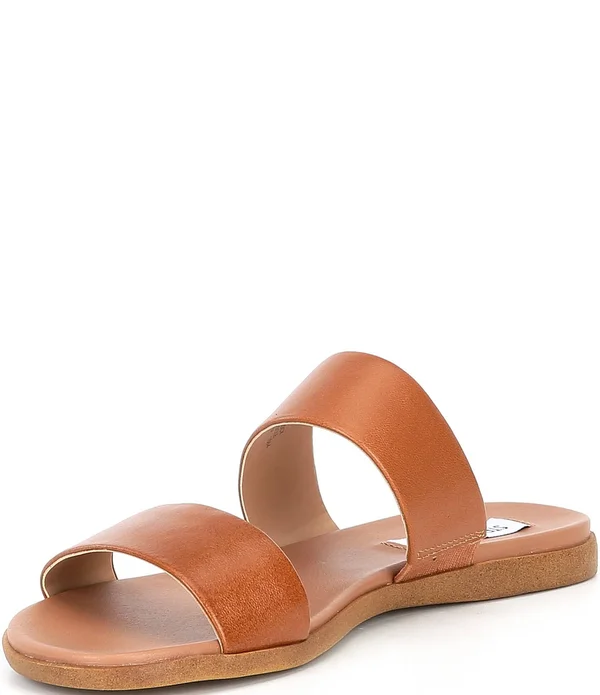 Steve Madden Dual Flat Sandal Women's Sandals Black Leather : 7.5 M