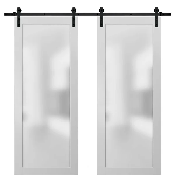SARTODOORS Sliding Barn Door 28 x 96 with Hardware - Planum 0010 Ginger Ash, 6.6ft Rail Stops Steel, Panel Door
