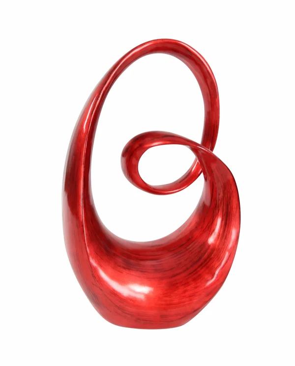 Rounded Corners Glossy Red and Black Polystone Sculpture