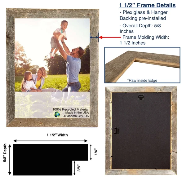 19x22x23x22 Rustic Espresso Picture Frame - 19x23
