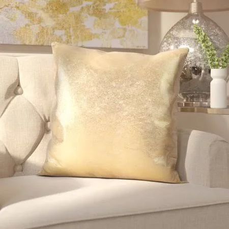 Everly Quinn Alejandre Shimmering Metallic Foil Throw Pillow - Gold