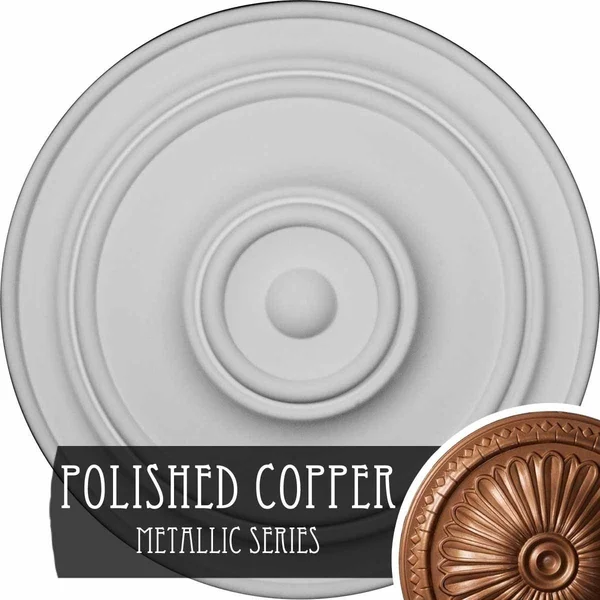 21 7/8 inchod x 2 3/8 inchp Classic Ceiling Medallion (FOR Canopies Up to 5 1/2 inch) - Hand-Painted Polished Copper, Bronze