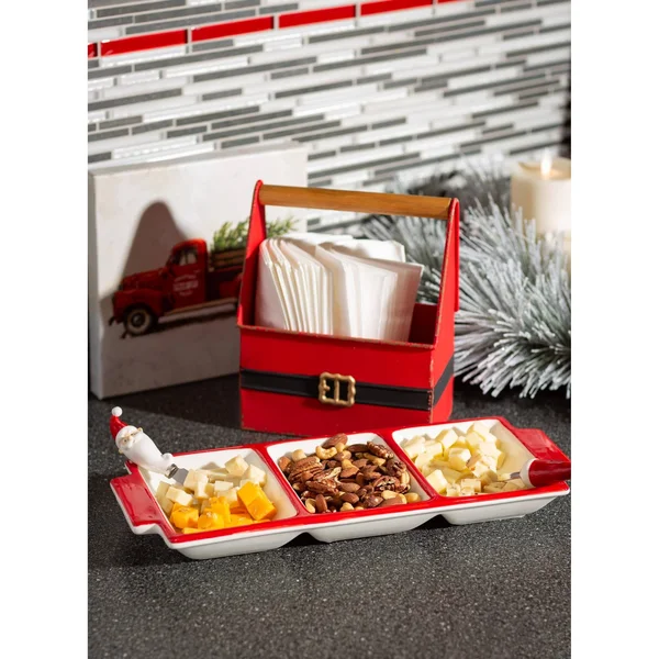 Sullivans Santa Belt Metal Trug Set of 2, 15.25x22L & 7.5x22L Red, 9 x 12 in