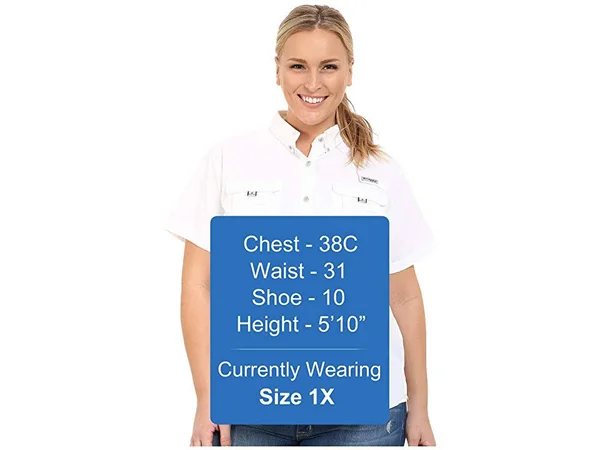 Columbia 139655 Women's PFG Bahama Short Sleeve Shirt - White 2x