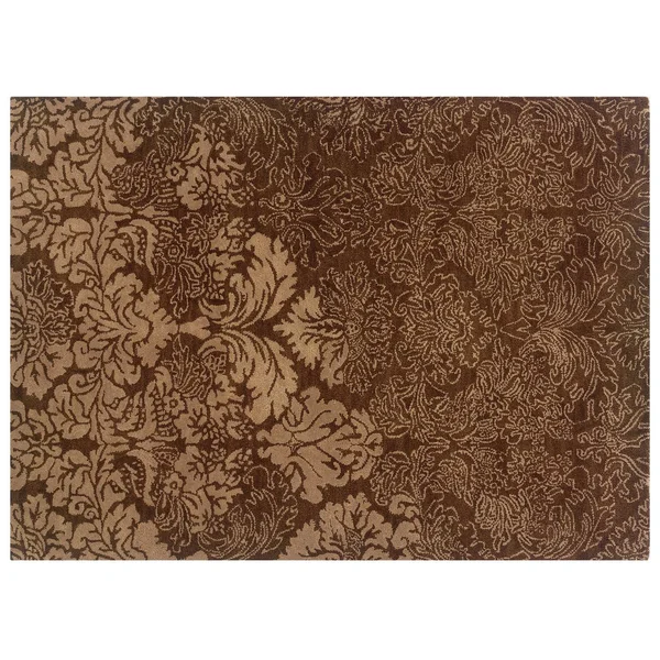 Linon Florence Damask Wool Rug - Brown