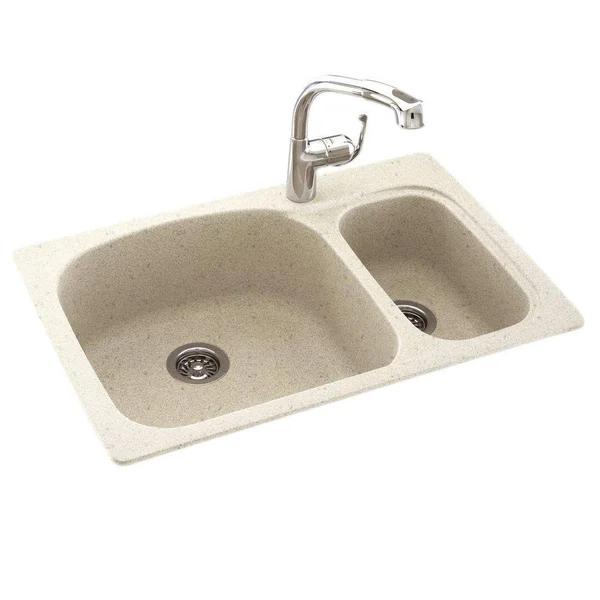 Swanstone 33-in x 22-in Caraway Seed Double-Basin Composite Drop-In 1-Hole Residential Kitchen Sink