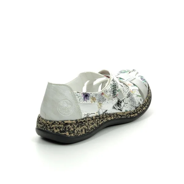 Rieker 463H6-90 White/Silver Womens Slip on Shoes 40 EU