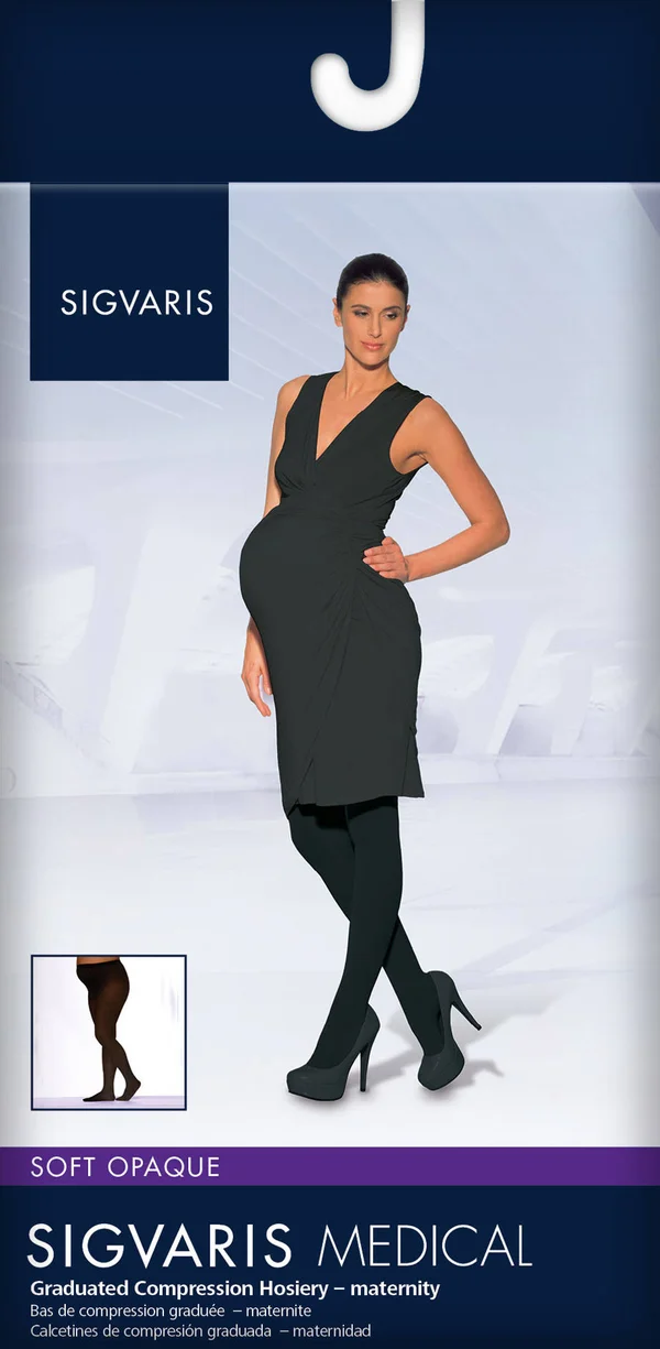 Sigvaris Soft Opaque Maternity Pantyhose, SL, Black, 20-30 mmHg