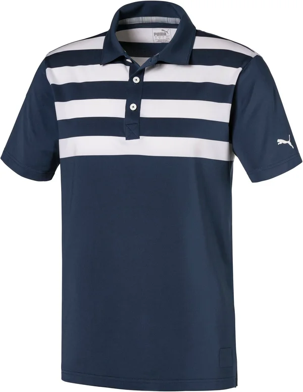 Puma Men's Pars and Stripes Golf Polo, Large, Blue