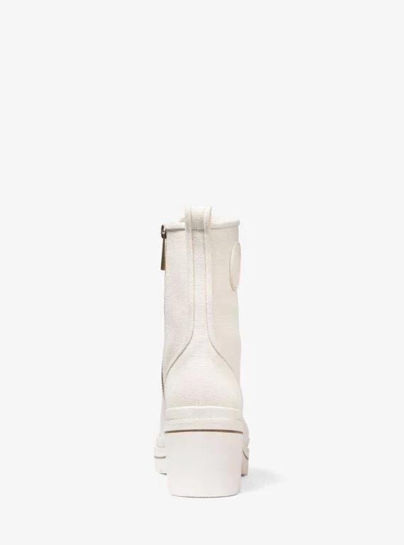 Michael Kors Corey Canvas Combat Boot - Natural - Ankle Boots - 9.5