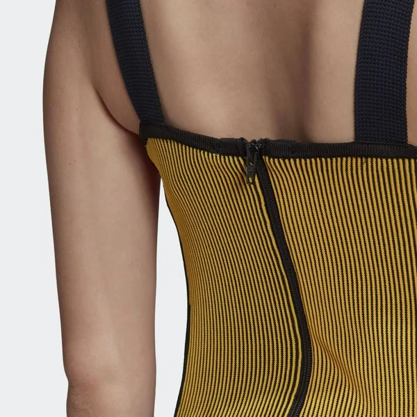 Adidas Womens Knit Corset Dress - Gold/Orange/Navy Size S