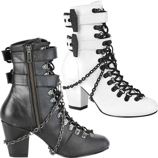 Demonia - Womens VIVIKA-128 Boots White Vegan, Size-7