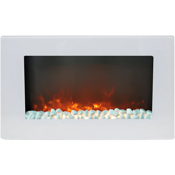 Cambridge Callisto 30 in. Wall-Mount Electric Fireplace with Crystal Rock Display - White