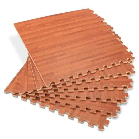 Forest Floor 5/8 inch Thick Printed Wood Grain Interlocking Foam Floor Mats, 48 Sq ft (12 Tiles), Mahogany