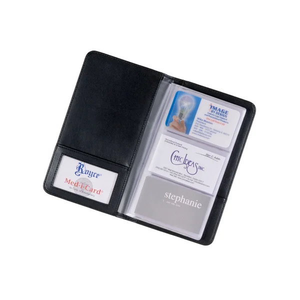 Royce 3-Up Leather Business Card File Black