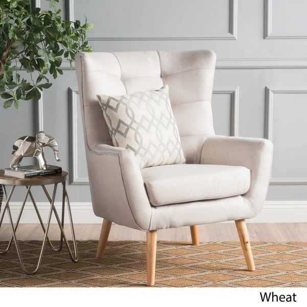 Christopher Knight Home Tamsin Mid-Century Fabric Club Chair by - Wheat