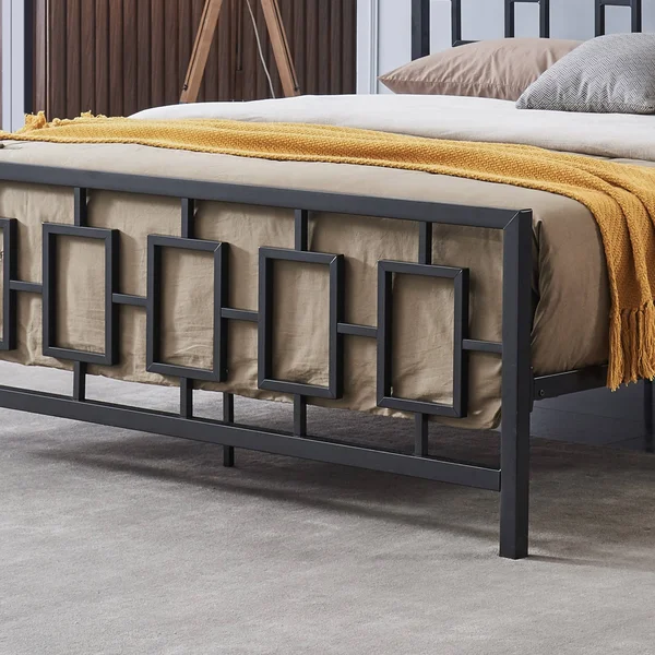 Dawn Modern Iron King Bed Frame - Flat Black