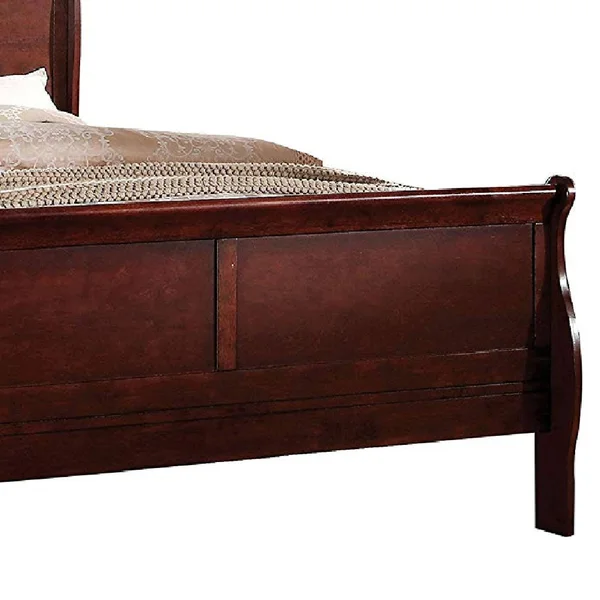 Transitional Style Wooden Queen Size Sleigh Bed Brown