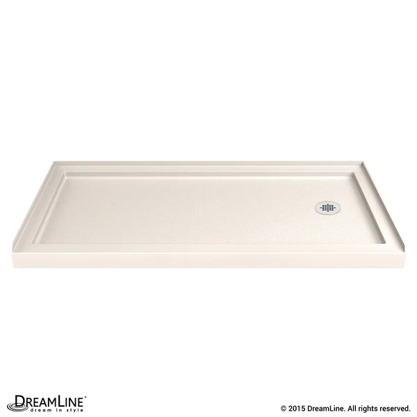 DreamLine DLT-1130602-22 Slimline 30x22D x 60x22W x 2 3/4x22H Right Drain Single Threshold Shower Base in Biscuit
