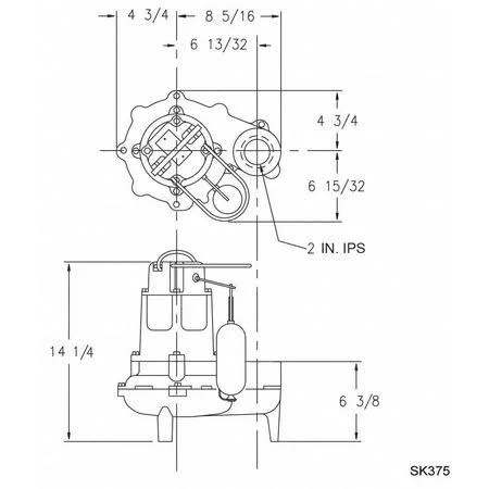 Zoeller M267 1/2 Hp - sewage Ejector Pump, 115Vac