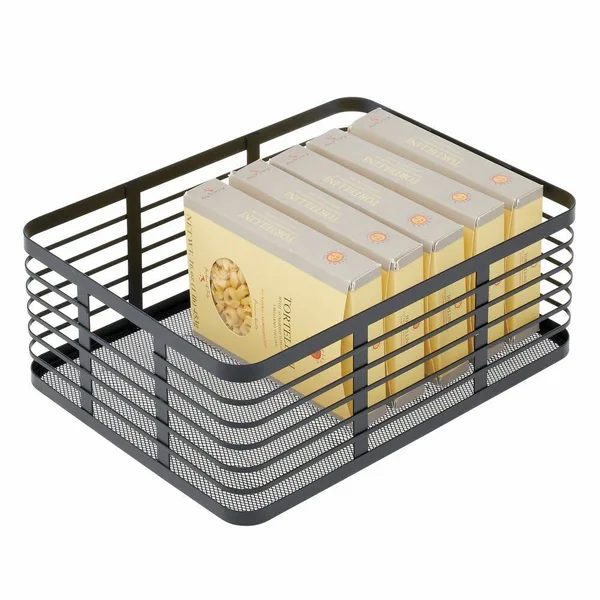 mDesign Modern Decor Metal Wire Food Organizer Storage Bin Baskets for Kitchen Cabinets, Pantry, Bathroom, Laundry Room, Closets