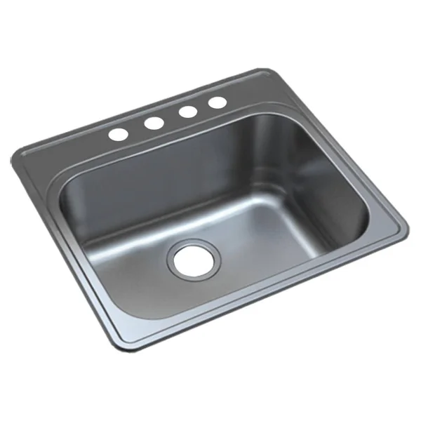 Transolid MTSB252212-4 Meridian 25-in x 22-in x 12-in Laundry/Utility Sink with 4-Hole, Brushed Stainless Steel