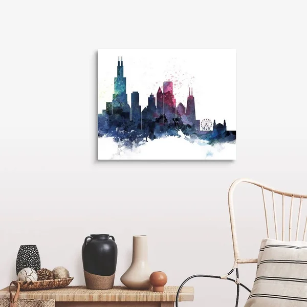 Chicago Watercolor Cityscape II - Canvas Wall Art, 30x24, Great Big Canvas