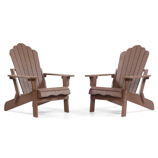 Haven Folding Poly Resin Plastic Adirondack Chair Set of 2 White
