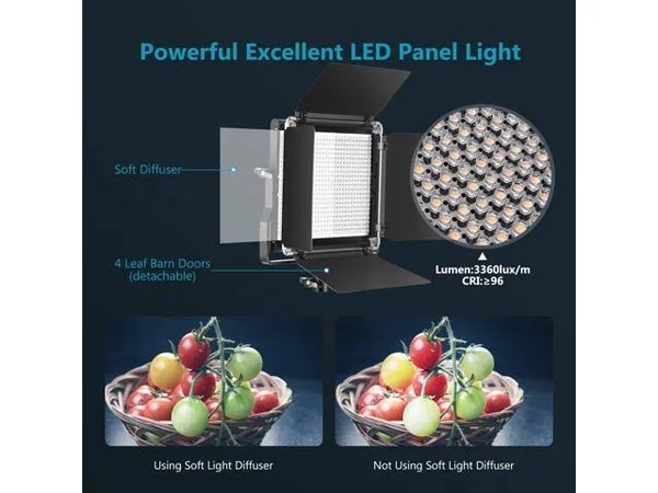 Neewer 2 Packs Advanced 2.4G 660 LED Video Light Photography Lighting Kit, Dimmable Bi-Color LED Panel with LCD Screen, 2.4G Wir