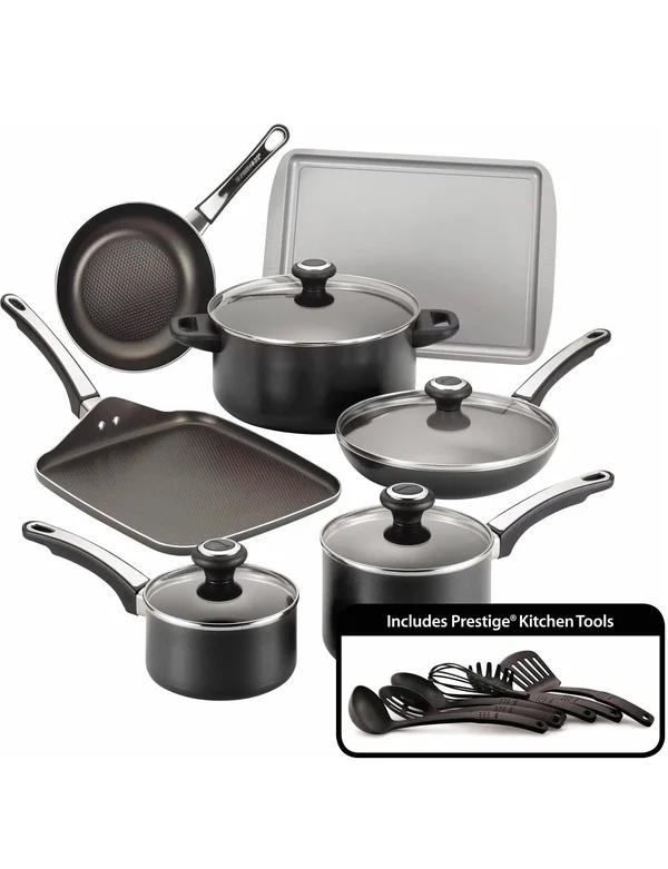 Farberware High Performance 17-Piece Nonstick Cookware Set - Black