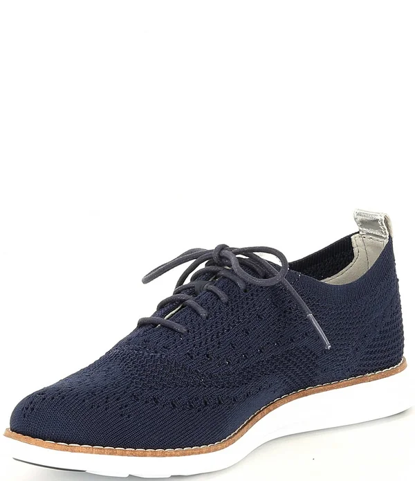 Cole Haan Women's Original Grand Wingtip Oxford Black Knit 7.5
