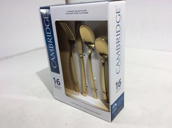 Cambridge Beacon Gold Satin 16-Piece Flatware Set, Service for 4 - Gold Satin