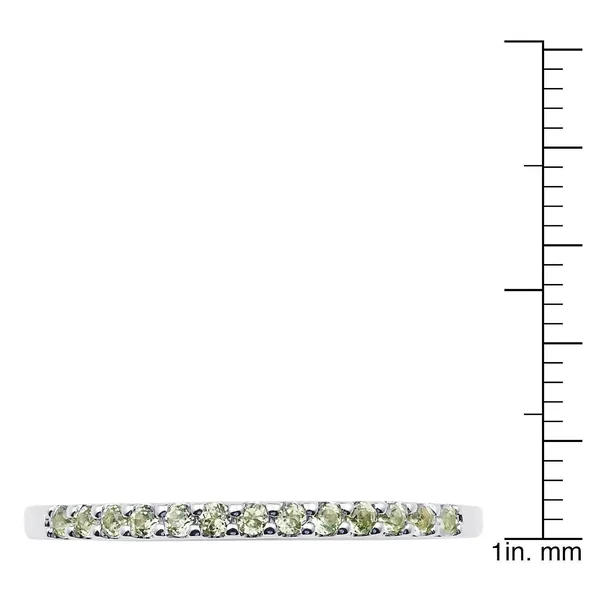 14K White Gold Peridot Gemstone Band Ring - Women's, Size: 7.5, Green