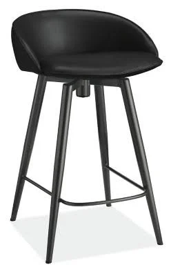 Room & Board - Modern Sylvan Swivel Counter Stool in Synthetic Leather in Graphite - Performance Fabric