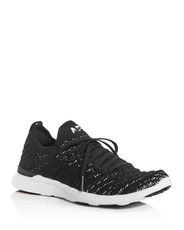 APL Athletic Propulsion Labs Women's Techloom Wave Knit Low-top Sneakers - 5.5 - Black/White/White