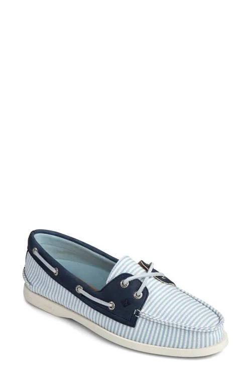 Sperry &Authentic Original& Boat Shoe - Size 5.5 in Blue Stripe Fabric at Nordstrom