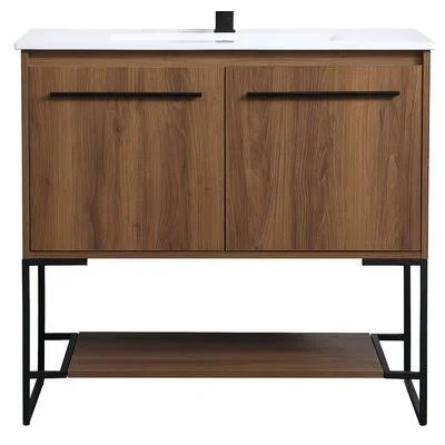 Aminata 36x22 Single Bathroom Vanity Set Base Finish: Walnut Brown