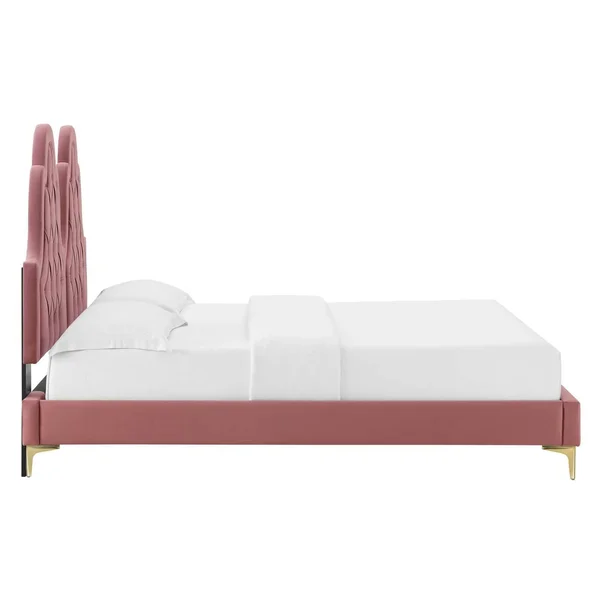 Alexandria Tufted Performance Velvet Queen Platform Bed MOD-6763-DUS