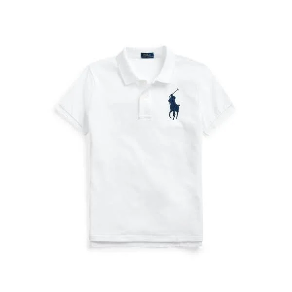 Ralph Lauren Women's Skinny Fit Big Pony Polo Shirt - Size S in White/Navy