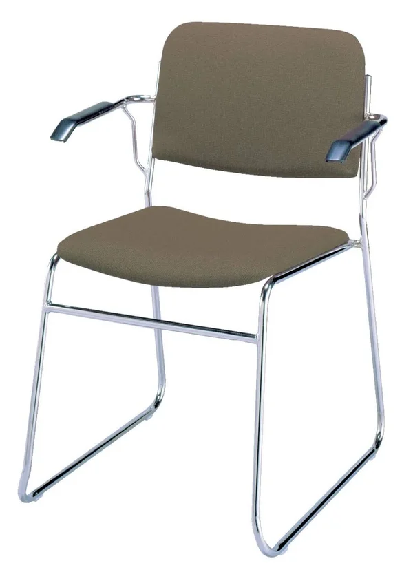 KFI 311 Upholstered Sled Base Stacking Chair - Brown