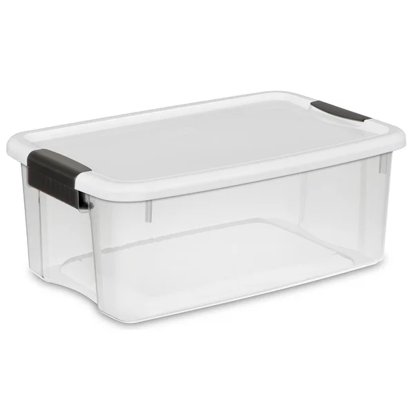 Sterilite 19849806 18 Quart/17 LITER Ultra Latch Box, Clear with A White Lid