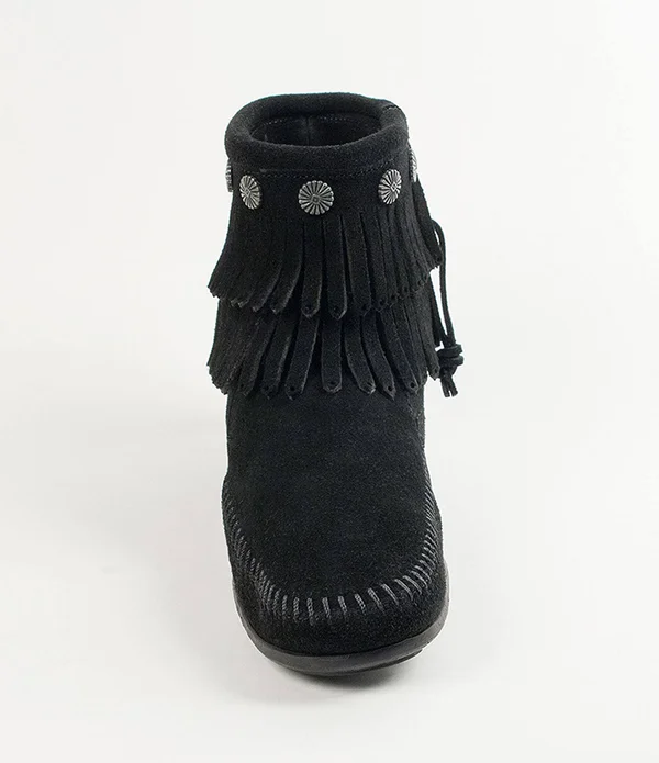 Minnetonka Women's Double Fringe Side Zip Boot Stone - 6