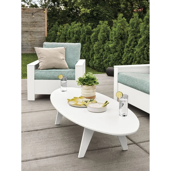Room & Board, Modern Nova Round Outdoor Coffee Table in Blue 30 Diameter 13H in Recycled Acrylic/Plastic